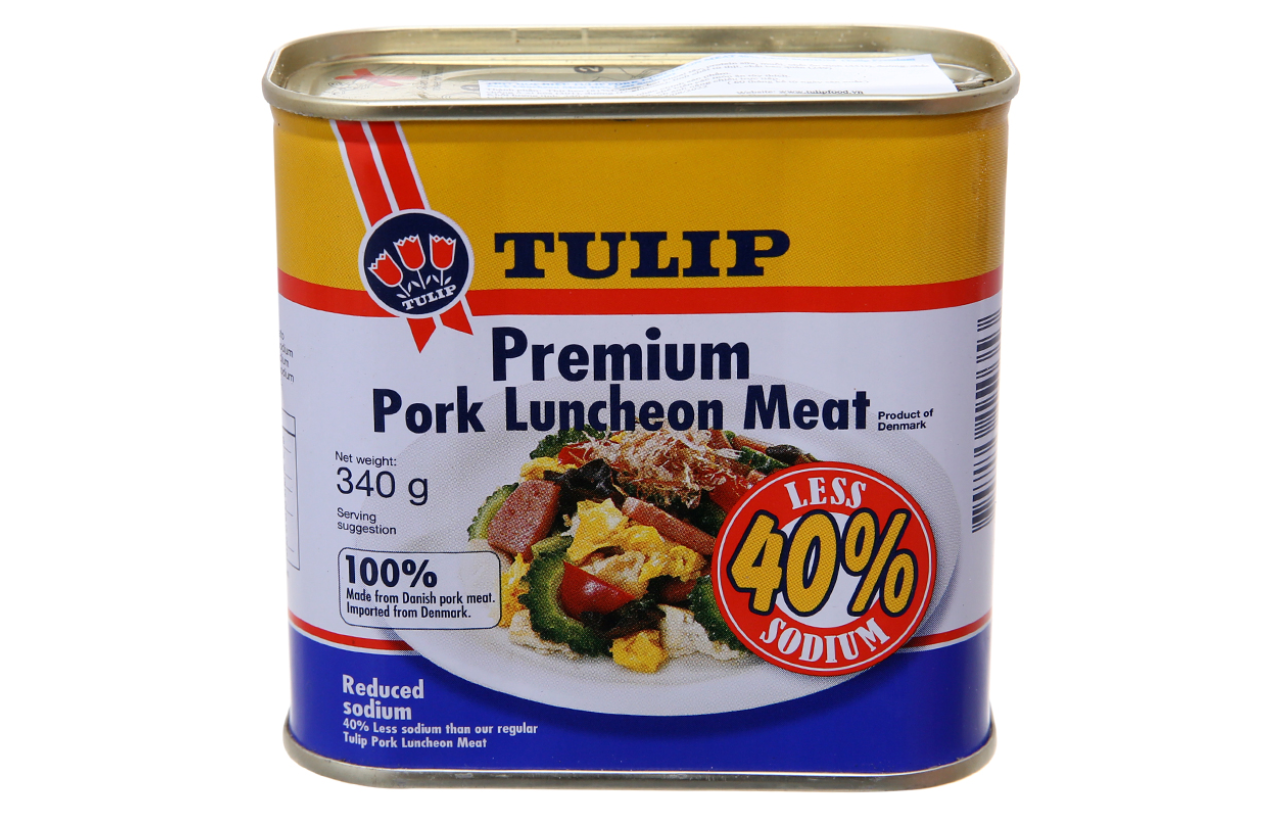 Thịt Heo Pork Luncheon Meat Ít Muối Tulip Hộp 340g