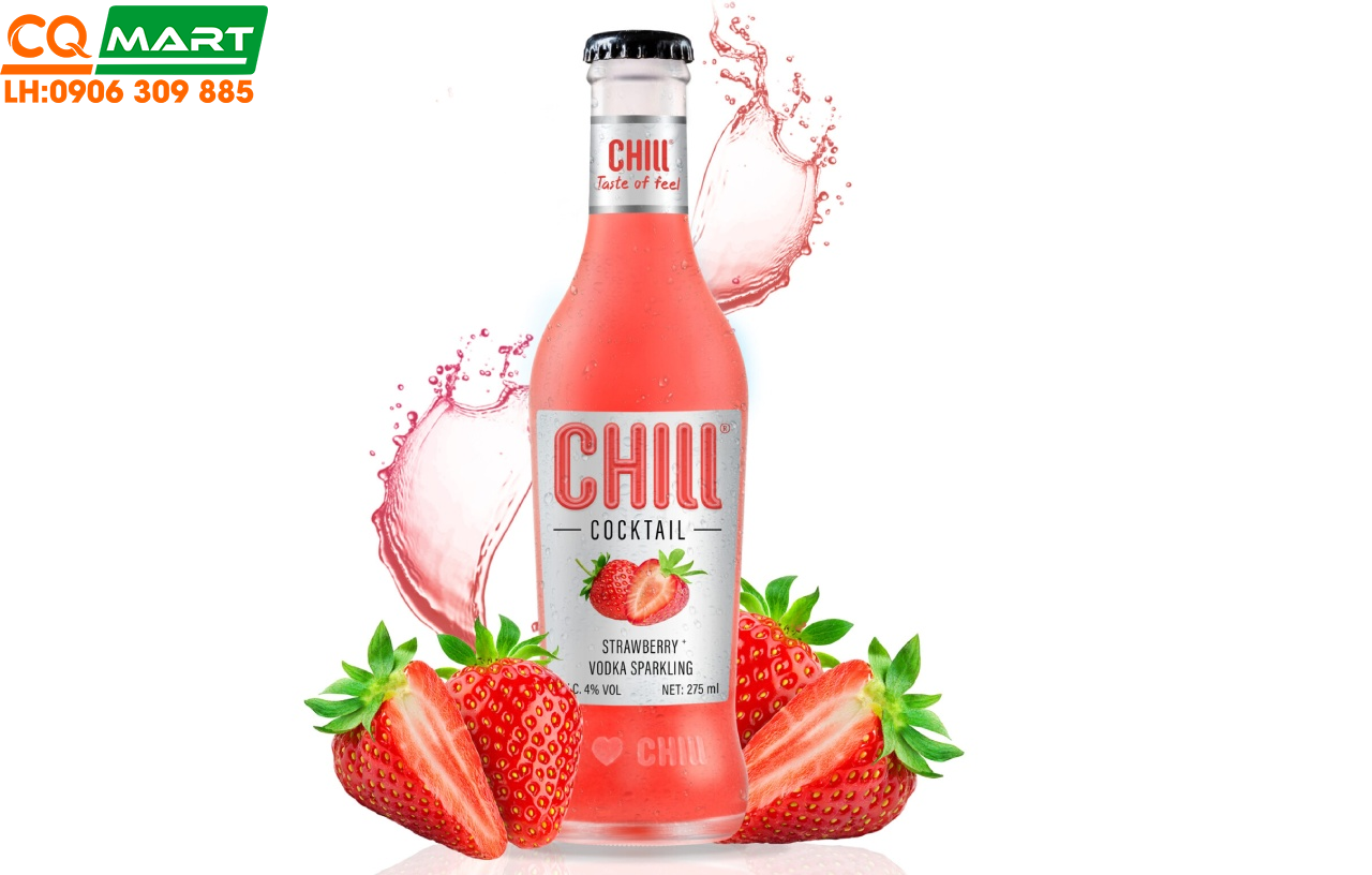 Nước Trái Cây Lên Men Chill Original Strawberry & Vodka Cocktail Chai 275ml