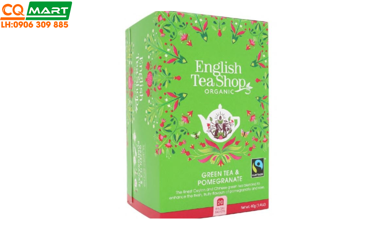 Trà Organic Green Tea & Pomegranate English Tea Shop 40g