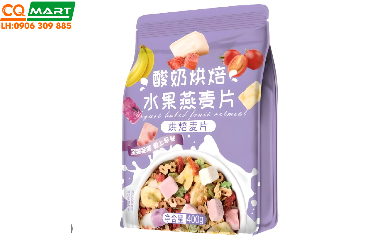 Ngũ Cốc Dinh Dưỡng Sữa Chua Yến Mạch Nướng Mix Trái Cây Meizhoushike - Gói 400g