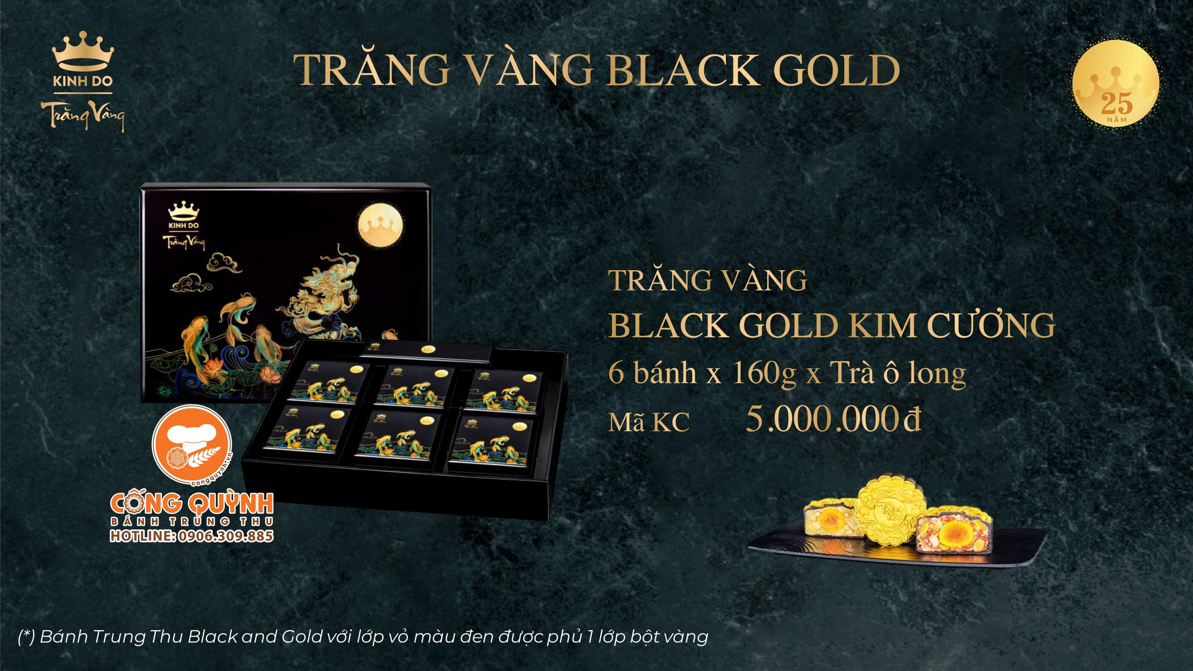 Bánh trung thu Kinh Đô Trăng Vàng Black N Gold 2023 - Hộp Sơn Mài