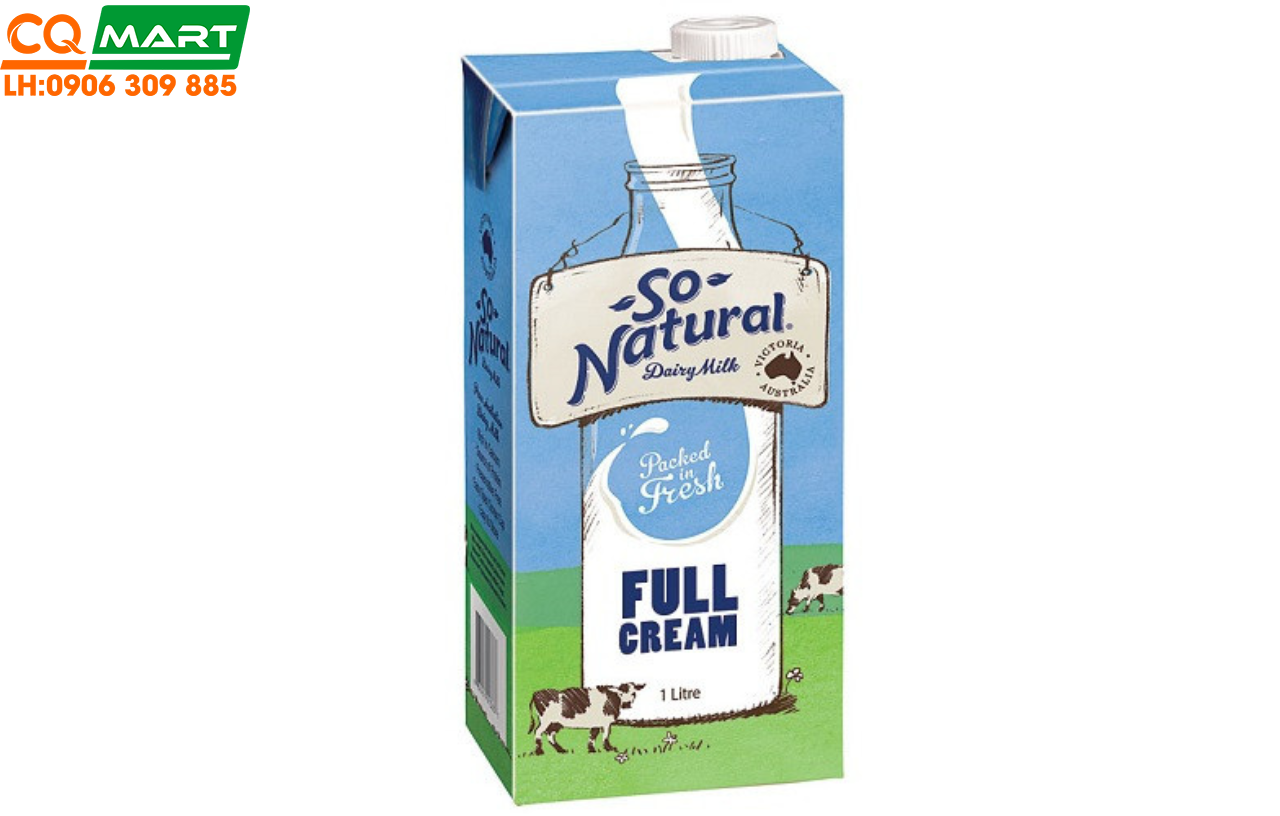 Sữa Tươi Tiệt Trùng Nguyên Kem Úc So Natural - Full Cream 1Lít