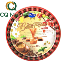 Kẹo Arcor Butter Toffees Hộp Thiếc Tròn 180g