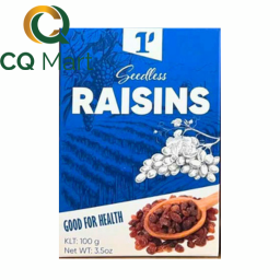 Nho khô Raisins Seedless hộp giấy vuông xanh 100g 